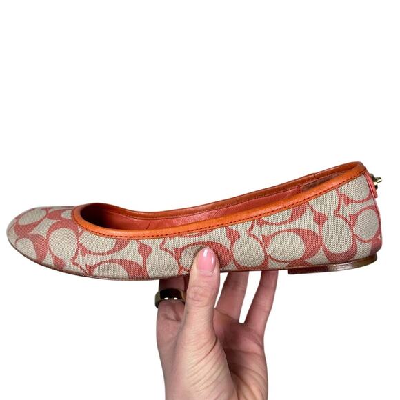 Coach Vintage Y2K Leather Signature C Orange & Cream Ballet Flats Women's 8.5 - Picture 10 of 10
